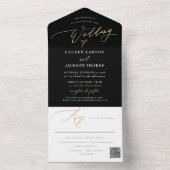 ArtsApp Elegante Imitate Gold Calligraphy Schwarz- All In One Einladung (Innen Boden)