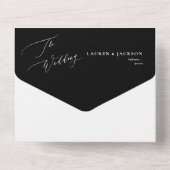 ArtsApp Elegante Kalligraphie Schwarz-weiße Hochze All In One Einladung (Rückseite)