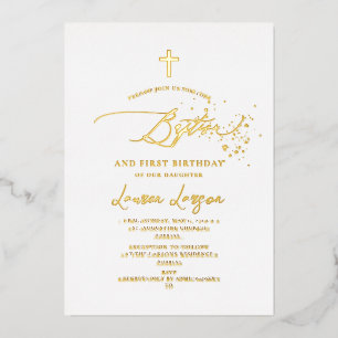 ArtsApp Elegante Kalligraphie Taufe 1. Geburtstag Folien Feiertagskarte