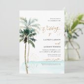 ArtsApp Elegantes tropisches Paradies Palmen Küste Einladung (Stehend Vorderseite)