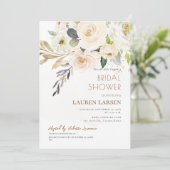 ArtsApp H2 Alabaster Cream Rose Brautparty Einladung (Stehend Vorderseite)