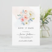 ArtsApp H2 Blue Blush Pink Botanical Card Einladung (Stehend Vorderseite)