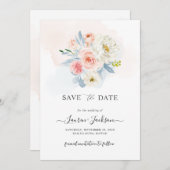 ArtsApp H2 Blue Blush Pink Botanical Card Einladung (Vorne/Hinten)