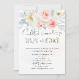 ArtsApp H2 Blush+Blue Rose Gender Reveal Shower Einladung