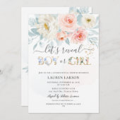 ArtsApp H2 Blush+Blue Rose Gender Reveal Shower Einladung (Vorne/Hinten)