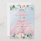 ArtsApp H2 Blush Blue Rose Sparkling Quinceanera Einladung (Rückseite)