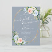 ArtsApp H2 Blush Pink Blue Rose Bridal Brunch Einladung (Stehend Vorderseite)