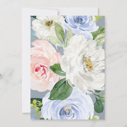 ArtsApp H2 Blush Pink Blue Rose Bridal Brunch Einladung (Rückseite)