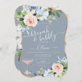 ArtsApp H2 Blush Pink Blue Rose Bubbly Einladung (Vorne/Hinten)