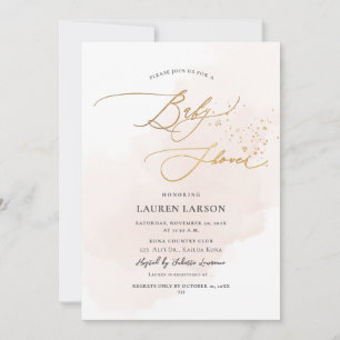 ArtsApp H2 Blush Pink Gold Calligraphy Baby Shower Einladung