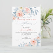 ArtsApp H2 Blush Pink Roses Brautparty Einladung (Stehend Vorderseite)