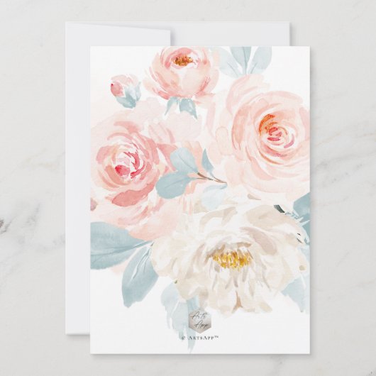 ArtsApp H2 Blush Pink Roses Brautparty Einladung (Rückseite)