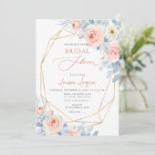 ArtsApp H2 Blush Pink Roses Brautparty Einladung (Stehend Vorderseite)