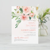 ArtsApp H2 Blush Pink Roses Brautparty Einladung (Stehend Vorderseite)