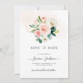 ArtsApp H2 Blush Pink Roses Save the Date Karte (Vorderseite)