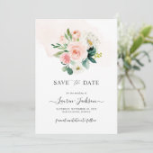 ArtsApp H2 Blush Pink Roses Save the Date Karte (Stehend Vorderseite)