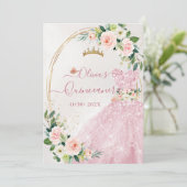 ArtsApp H2 Blush Pink Roses Sparkling Quinceanera Einladung (Stehend Vorderseite)