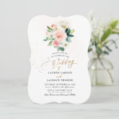 ArtsApp H2 Blush Pink Roses Wedding Einladung (Stehend Vorderseite)