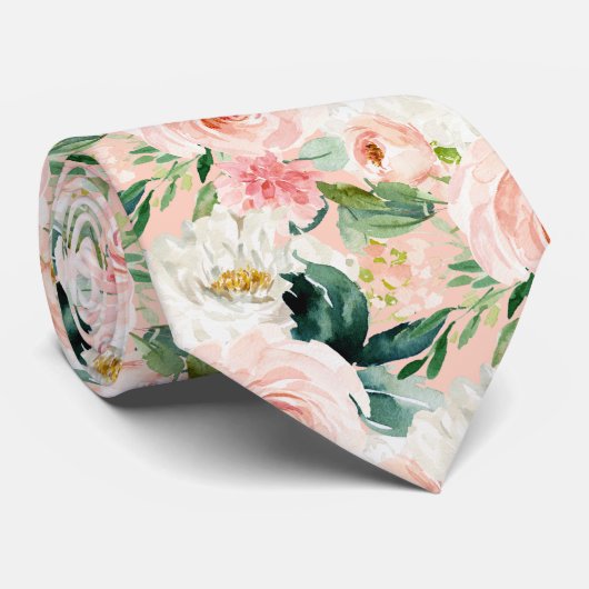 ArtsApp H2 Blush Pink Roses Wedding Krawatte (Gerollt)