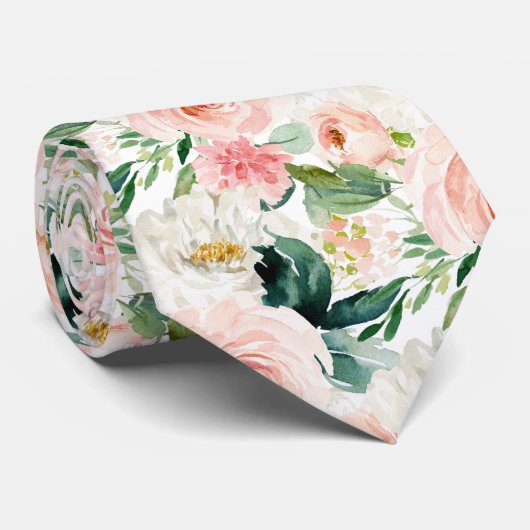 ArtsApp H2 Blush Pink Roses Wedding Krawatte (Gerollt)
