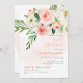 ArtsApp H2 Blush Roses Dusty Blue Foliage Einladung (Vorne/Hinten)