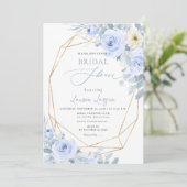 ArtsApp H2 Dusty Blue Rose Brautparty Einladung (Stehend Vorderseite)