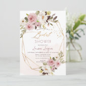 ArtsApp H2 Dusty Pink Roses Brautparty Einladung (Stehend Vorderseite)