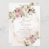 ArtsApp H2 Dusty Pink Roses Brautparty Einladung (Vorne/Hinten)