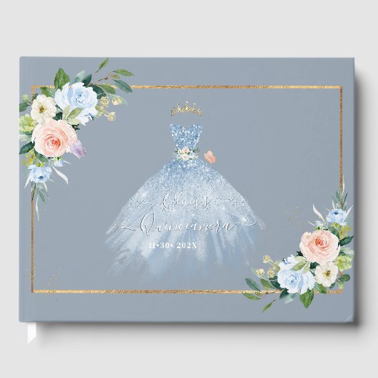 ArtsApp H2 Ombre Blush Pink Sparkling Quinceanera Gästebuch (Vorderseite)