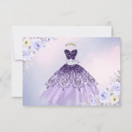 ArtsApp H2 Ombre Lila Sparkling Quinceanera Einladung (Rückseite)