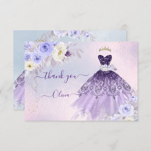 ArtsApp H2 Ombre Lila Sparkling Quinceanera Einladung (Vorne/Hinten)