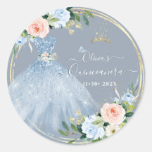 ArtsApp H2 Pink Blue Rose Sparkling Quinceanera