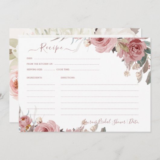 ArtsApp H2 rosa Roses Brautparty Rezept Einladung (Vorne/Hinten)