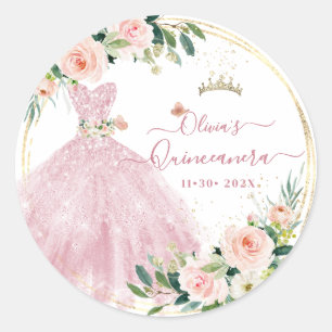 ArtsApp H2 Rose Rosa Sparkling Quinceanera Runder Aufkleber