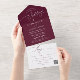 ArtsApp Moderne Kalligrafie Burgundy Wedding All In One Einladung