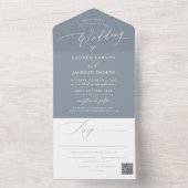 ArtsApp Moderne Kalligrafie Dusty Blue Wedding All In One Einladung (Innen Boden)