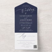 ArtsApp Moderne Kalligrafie Navy Blue Wedding All In One Einladung (Innen Boden)