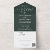 ArtsApp Moderne Kalligraphie Forest Green Wedding All In One Einladung (Innen Boden)