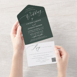 ArtsApp Moderne Kalligraphie Forest Green Wedding All In One Einladung