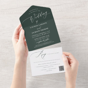 ArtsApp Moderne Kalligraphie Forest Green Wedding All In One Einladung
