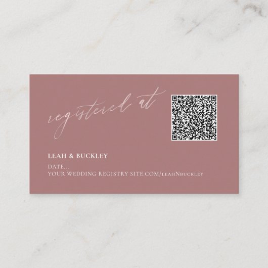 ArtsApp QR-Code-Registrierung Dusty Rose Blush Sch Begleitkarte (Vorderseite)