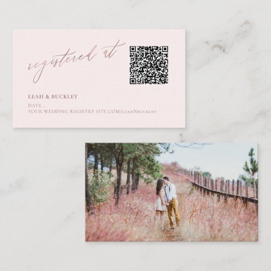 ArtsApp QR Code Registry Imitate Rose Gold Script Begleitkarte (Vorne/Hinten)