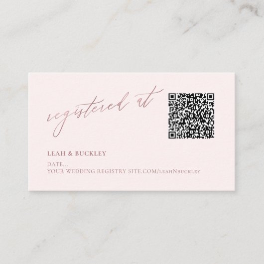 ArtsApp QR Code Registry Imitate Rose Gold Script Begleitkarte (Vorderseite)