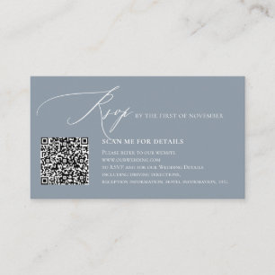 ArtsApp QR RSVP, elegante staubblaue Kalligrafie Begleitkarte