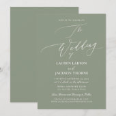 ArtsApp Sage Green Luxe Calligraphy Wedding Einladung (Vorne/Hinten)