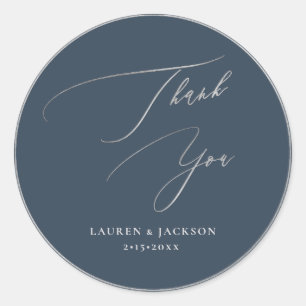 ArtsApp Silver Calligraphy Danke für die DIY-Farbe Runder Aufkleber