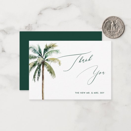 ArtsApp Tropical Luxe Calligraphy Vielen Dank Mitteilungskarte (Vorderseite/Rückseite Beispiel)