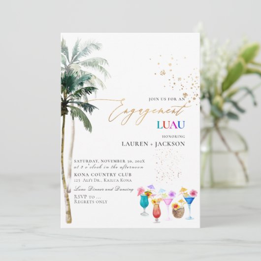ArtsApp Tropical Paradise Breeze Palms Luau Einladung (Stehend Vorderseite)