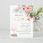 ArtsApp Tropical Paradise Imitate Gold Brunch+Bubb Einladung (Stehend Vorderseite)