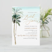 ArtsApp Tropical Paradise Imitate Gold Calligraphy Einladung (Stehend Vorderseite)